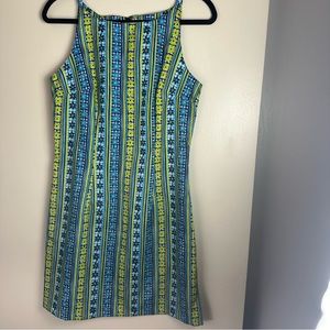 XOXO Green &Blue Floral Y2K Vintage 60’s Inspired Print Sleeveless Dress Size 11